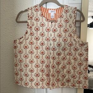 Japna Cream and Orange Floral Women's vest NWOT